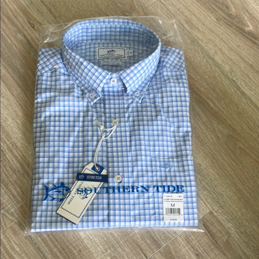 Southern Tide Men's Blue Checkered Shirt